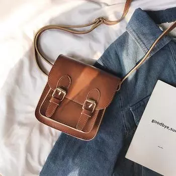Ретро мини-сумка из искусственной кожи, маленькая квадратная сумка, новая осенне-зимняя женская сумка через плечо с магнитной пряжкой, повседневные модные сумки через плечо