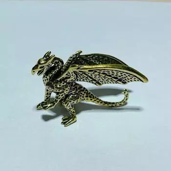 Ретро Мини Твердый Латунный Птерозавр Дракон Маленькая Статуэтка Украшения Китайские Мифические Фигурки Зверя Домашнее Фэн-Шуй Настольное Украшение