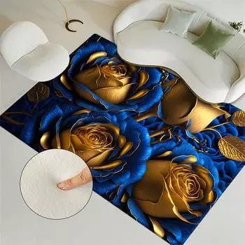 Ретро многоцветный золотой ковер с цветочным принтом, украшение для комнаты, ковер для кровати для женщин, для девочек, мягкие бархатные коврики для комнаты, для кухни, большой размер 40x60cm 1pcs
