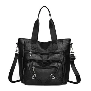Ретро многослойная женская сумка 2025 модная универсальная сумка из мягкой кожи повседневная сумка-мессенджер в стиле ретро чёрный