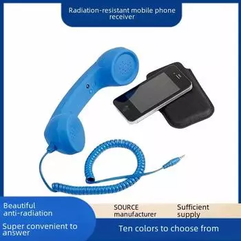 Ретро-мобильная трубка с разъемом 3,5 мм - большие наушники и микрофон красный