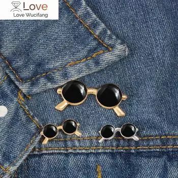 Ретро-мода Броши Черные солнцезащитные очки Мужские металлические эмалевые значки-булавки Ювелирные изделия Рубашки Куртки Рюкзак Джинсовые пуговицы-булавки Аксессуары
