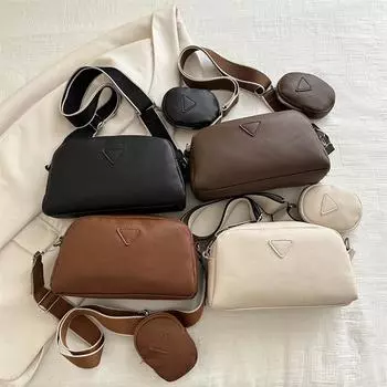 Ретро мода комплект из двух предметов большой емкости модная новая текстура повседневная сумка для поездок на работу на одно плечо широкий плечевой ремень маленькая квадратная сумка