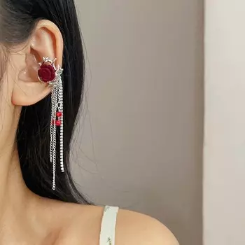 Ретро мода красная роза клипса для ушей простая универсальная безушная дырка ювелирные изделия аксессуары клипса для ушей банкетный подарок как