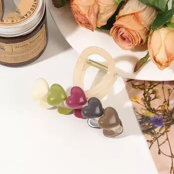 Ретро Мода Красочная Любовь Зажим-краб для волос Элегантная заколка для волос в конский хвост Сладкая заколка-клипса Аксессуары для волос для девочки