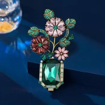 Ретро мода легкий роскошный элегантный темперамент платье ципао корсаж изумруд прованс сад брошь зелёный