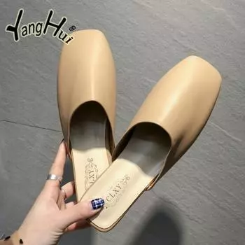 Ретро мода ленивые женские тапочки 2024 новые модные водонепроницаемые ПУ туфли на плоской подошве для офиса на открытом воздухе летние британские туфли 35 покинуть белый