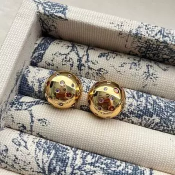 Ретро мода Ol сферические высокие чувственные деловые пригородные серьги-гвоздики инкрустированные цирконием легкие роскошные серьги женские