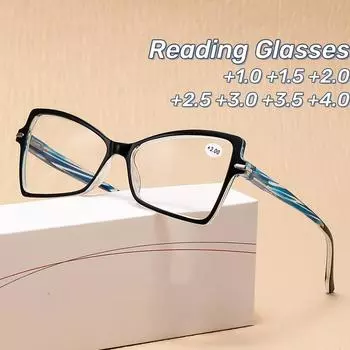 Ретро мода печатных очков для пресбиопии большой оправы кошачий глаз очки для чтения женские и мужские анти-синий свет очки для чтения +1.0