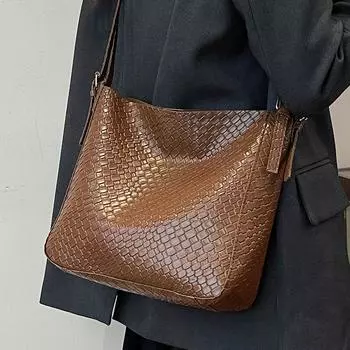 Ретро мода плетеная сумка женская нишевая большая вместительная сумка через плечо сумка через подмышку хаки