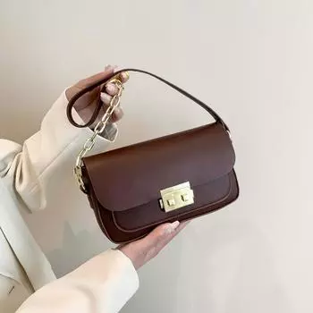 Ретро мода простая фактура сумка через плечо весенняя универсальная сумка подмышкой темперамент маленькая квадратная сумка прилив коричневый