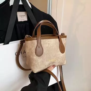 Ретро мода простая темпераментная сумка весенняя универсальная сумка через плечо сумка-ведро женская коричневый