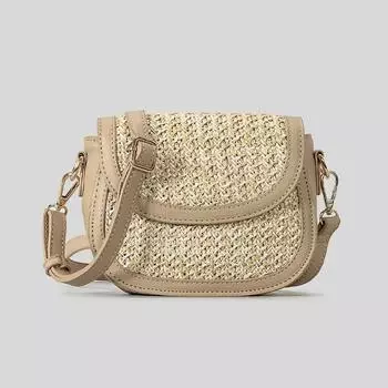 Ретро мода соломенная сумка-седло летняя ПУ сумка через плечо женская пляжная праздничная пляжная сумка хаки