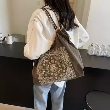 Ретро мода сумка большой емкости женская новая Боснийский стиль сумка-тоут сумка на плечо для пожилых людей