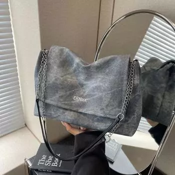 Ретро мода сумка почтальона для поездок на работу и отдыха женская цепочка 2024 новая весна и лето простая большая вместительная сумка через плечо