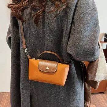 Ретро мода универсальные 2025 весна и лето женские сумки на одно плечо кроссбоди ручная кладь высококачественные нейлоновые сумки-пельмени 17*5*9 коричневый