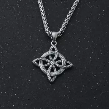 Ретро мода ведьма узел кулон ожерелье ведьмы защита узел ожерелье кулон узел кулон панк ожерелье из нержавеющей стали полые шармы