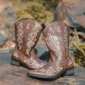 Ретро мода вышивка вестерн сапоги для мужчин остроносые кожаные ковбойские сапоги большой размер 46 высокие сапоги мужские Botas Hombre 38