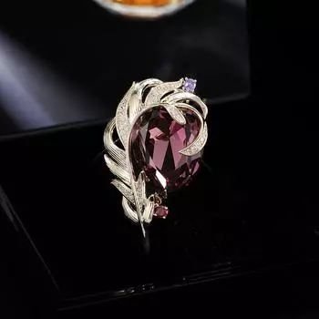 Ретро мода высококачественная брошь из перьев и кристаллов с микро-инкрустацией цирконием ниша легкий роскошный костюм пальто модные аксессуары синий