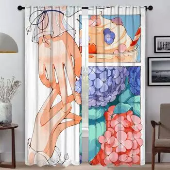 Ретро мода занавеска для окна для комнаты 2 панели занавески для спальни домашний интерьер занавески перегородка Хэллоуин украшения оттенки W50xH70cmx2pcs-CL