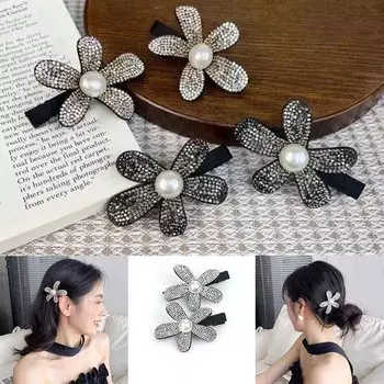 Ретро мода женская заколка сбоку достойные цветы украшения для волос зажим для волос утконос 7*5cm белый