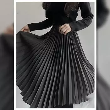 Ретро мода женские юбки зимние А-силуэта плиссированные простые офисные женские юбки женские One Size кофейный