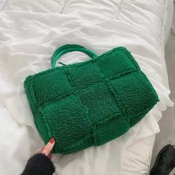 Ретро модная брендовая сумка через плечо для женщин, новая зимняя меховая сумка через плечо с верхней ручкой