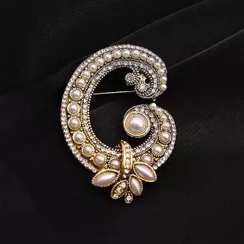 Ретро-модная брошь в виде буквы G, индивидуальный темперамент, бриллиантовая булавка с жемчугом, премиум-ниша, универсальные аксессуары