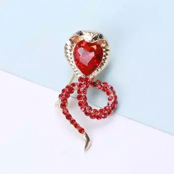 Ретро-модная брошь в виде кобры со знаком зодиака и бриллиантами, женская универсальная булавка для одежды красный