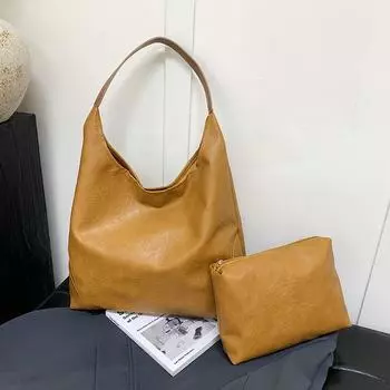 Ретро-модная простая сумка-тоут для матери и ребенка, большая вместительная сумка через плечо, нишевая сумка с высокой стоимостью коричневый