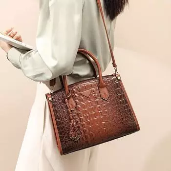 Ретро модная сумка через плечо Urban Simple Большая вместительная сумка с принтом крокодила Женская сумка через плечо хаки