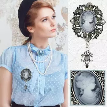Ретро-модная женская брошь, брошь в виде головы красавицы, высококачественная брошь со стразами One Size серебряный