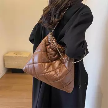 Ретро модная женская сумка 2024 года, осень, новая, маленькая, ароматная, с бриллиантами, цепочка, сумка-ведро, высококачественная сумка через плечо