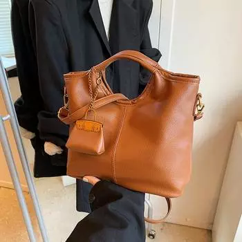 Ретро модная женская сумка, новая большая сумка-тоут из коровьей кожи, сумка через плечо, повседневная косая сумка-спин коричневый