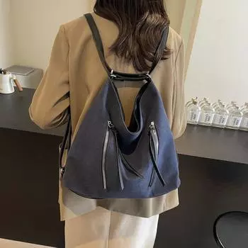 Ретро модная женская сумка-тоут 2024 года, новый рюкзак большой вместимости для поездок на работу, простая высококачественная сумка через плечо чёрный