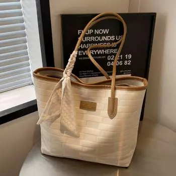 Ретро модная женская сумка-тоут для поездок на работу, большая вместительная сумка через плечо, простая повседневная женская сумка коричневый