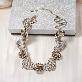 Ретро модное геометрическое сердце серии легкое роскошное женское ожерелье с бриллиантами серебряный