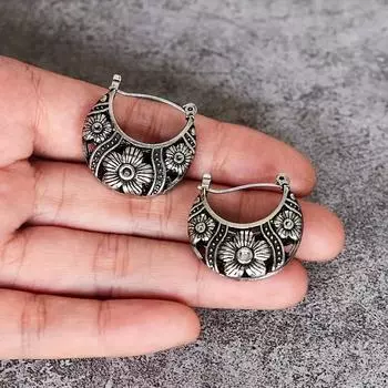 Ретро модные женские серьги с подсолнухами серебряный