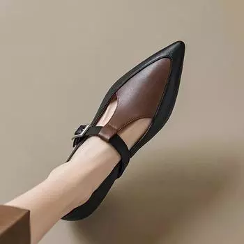 Ретро-модные женские туфли на низком каблуке с острым носком и Т-образной пряжкой Туфли-лодочки Мэри Джейн Женские туфли на платформе и каблуках Обувь Zapatos De разных цветов 35 черный белый