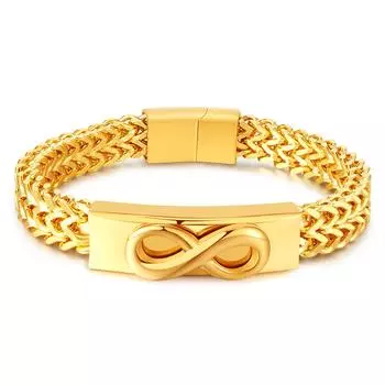 Ретро-модный браслет из нержавеющей стали Infinity 8 с позолоченным мужским браслетом 21cm