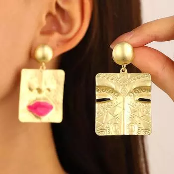 Ретро модный дизайн Sense квадратное лицо в форме сплава серьги для женщин вечеринка 1 pair