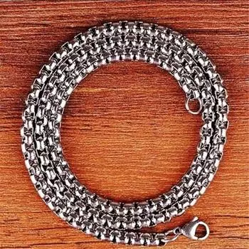 Ретро-модный тренд, дикие простые мужские ювелирные изделия, квадратная цепочка из искусственного жемчуга, модное ожерелье 45cm серебряный