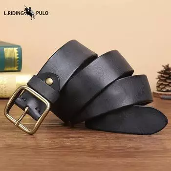 Ретро Модный Тренд Ремень Мужской Натуральная Кожа Пряжка-Штырь Чистая Коровья Кожа Простой Универсальный Ремень 100cm чёрный
