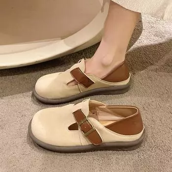 Ретро мокасины женские повседневные кроссовки с круглым носком женские осенние сабо на платформе мягкие лоферы с мехом платье балетки 35