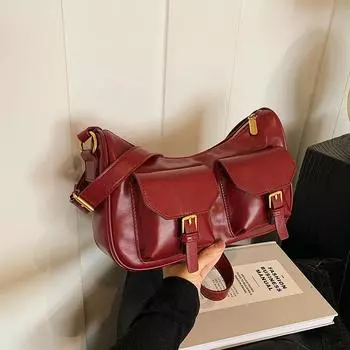 Ретро-молния, однотонная женская сумка через плечо из искусственной кожи, повседневные сумки через плечо, горячая распродажа, сумки большой емкости для женщин