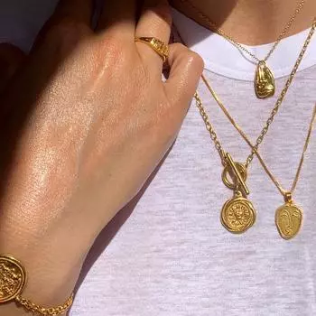 Ретро монета золотая монета ожерелье женские ins холодный ветер простые универсальные ожерелья осень и зима свитер цепочка
