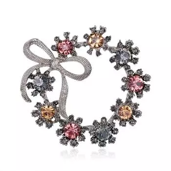 Retro Mori Garland Corsage Alloy Rhinestone Temperament Bow Brooch Ladies Simple Pin