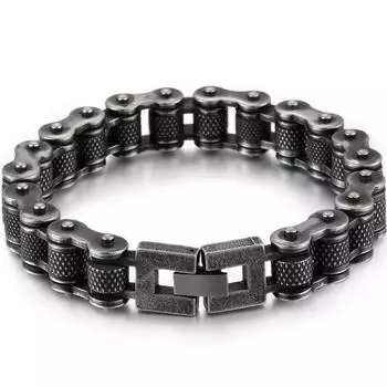 Ретро мотоциклетная цепочка из нержавеющей стали, мужской браслет шириной 13 мм, мужские браслеты в стиле рок-н-ролл, мужские ювелирные изделия, манненская повязка на руку 21CM чёрный