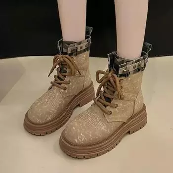 Ретро-мотоциклетные ботинки, зимние женские рабочие ботинки, туфли на платформе и среднем каблуке, новый модный тренд, готические женские ботильоны 35