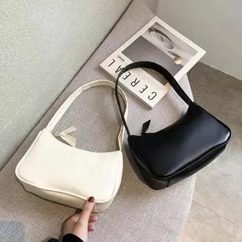 Ретро Мягкая искусственная кожа Женские сумки через плечо подмышкой Повседневные однотонные маленькие сумки с верхней ручкой Женские модные сумки через плечо